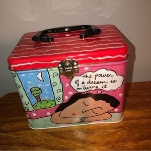 Vintage Curiosity Kit Curious Girl tin box with handle and latch